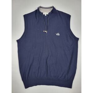 Peter Millar Mens Medium Pullover Sweater Vest Navy Blue Wool/Silk Blend‎ ME0S54